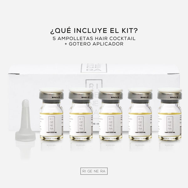 Rigenera Hair Cocktail – Tratamiento Reestructurante para Cabello y Barba – Complejo Vitamínico B, Retinol y Niacinamida (5 x 5 ml)